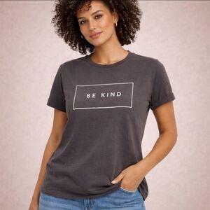 Be Kind Graphic Tee Charcoal Gray Cotton T-Shirt Size S/M